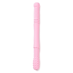 Pink Tube de dentition creux en silicone de qualité alimentaire, bébé à mâcher des jouets de dentition pour bébé, rose, 170x16.5mm, Trou: 8mm