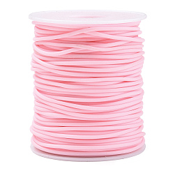Pink Hollow Pipe PVC Tubular Synthetic Rubber Cord, Wrapped Around White Plastic Spool, Pink, 2mm, Hole: 1mm, about 54.68 yards(50m)/roll