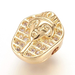 Real 18K Gold Plated Brass Micro Pave Cubic Zirconia Beads, Sphinx, Real 18K Gold Plated, 11.5x9.5x6mm, Hole: 1mm