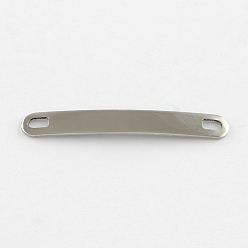 Couleur Acier Inoxydable Rectangle courbe 201 connecteurs de liens d'étiquette vierge en acier inoxydable, couleur inox, 49x6.3x1mm, Trou: 2.5x4.5mm