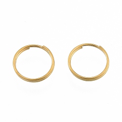 Oro 304 anillos partidos de acero inoxidable, anillos de salto de doble bucle, dorado, 10x1.5 mm, diámetro interior: 9 mm, alambre simple: 0.7 mm