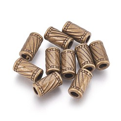 Antique Bronze Tibetan Style Alloy Beads, Lead Free and Cadmium Free, Column, Antique Bronze Color, 6mm in diameter, 11mm long, hole: 3mm