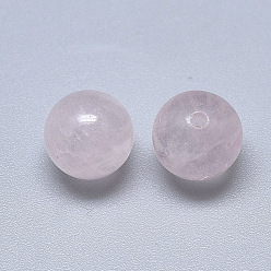 Cuarzo Rosa Natural aumentó de perlas de cuarzo, medio-perforado, rondo, 10 mm, medio agujero: 1.2 mm