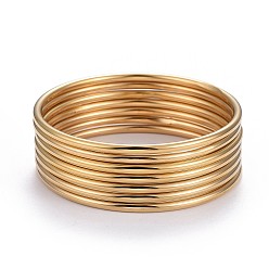 Doré  Mode 304 ensembles de bracelets bouddhistes en acier inoxydable, or, 2-3/8 pouce (6 cm), 7 pièces / kit