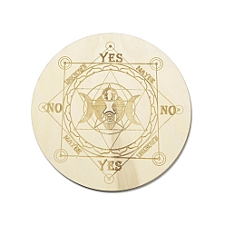 Goddess Custom Poplar Wood Pendulum Board, Wooden Dowsing Divination Board, for Witchcraft Wiccan Altar Supplies, Flat Round, Light Yellow, Goddess Pattern, 200x4.5mm