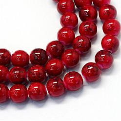 Fuego Ladrillo Vidrio pintado hornear hebras de perlas redondo, ladrillo refractario, 8.5~9 mm, agujero: 1.5 mm, sobre 105 unidades / cadena, 31.8 pulgada