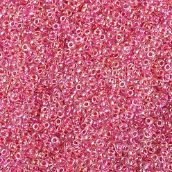 (RR276) Dark Coral Lined Crystal AB MIYUKI Round Rocailles Beads, Japanese Seed Beads, (RR276) Dark Coral Lined Crystal AB, 11/0, 2x1.3mm, Hole: 0.8mm, about 1100pcs/bottle, 10g/bottle