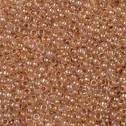 (1855) Inside Color AB Crystal/Rosaline Lined Toho perles de rocaille rondes, perles de rocaille japonais, (1855) couleur intérieure ab cristal / doublé rosaline, 11/0, 2.2mm, Trou: 0.8mm, environ5555 pcs / 50 g