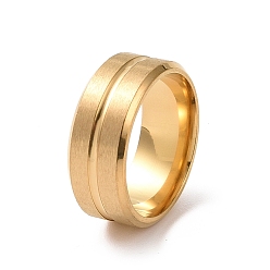 Золотой 201 кольцо на палец из нержавеющей стали с рифленой линией для женщин, золотые, внутренний диаметр: 17 мм
