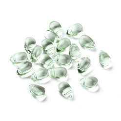 Light Green Transparent Glass Beads, Top Drilled Beads, Teardrop, Light Green, 9x6x5mm, Hole: 1mm