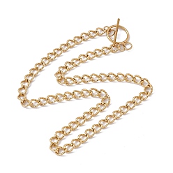 Golden Ion Plating(IP) 304 Stainless Steel Curb Chain Necklace with Toggle Clasps for Women, Golden, 20.67 inch(52.5cm)