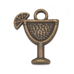 Bronze Antique Pendentifs en alliage de boisson tropicale de style tibétain, sans plomb et sans cadmium, margarita, bronze antique, 17x14x2mm, Trou: 1.5mm