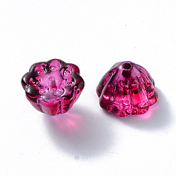 Pourpre Cuisson transparente perles de verre peintes, jade d'imitation, pod lotus, pourpre, 11x10.5x8mm, Trou: 1mm