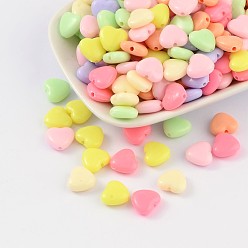 Mixed Color Opaque Acrylic Beads, Heart, Mixed Color, 11x12x5mm, Hole: 2mm, about 1130pcs/500g