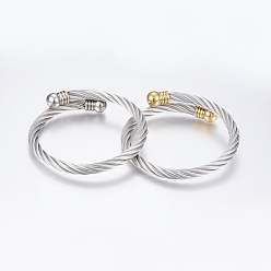 Couleur Mélangete 304 bracelets de couple en acier inoxydable, couleur mixte, 2-1/8 pouces (55 mm) ~2-3/8 pouces (60 mm)