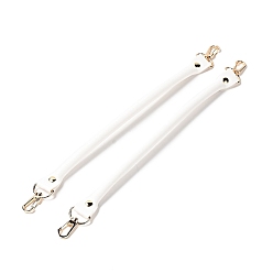 White Microfiber Leather Sew on Bag Handles, with Alloy Swivel Clasps & Iron Studs, Bag Strap Replacement Accessories, White, 36.1x2.55x1.25cm