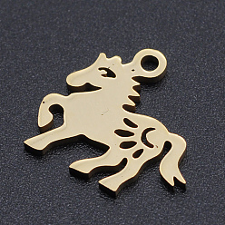 Golden 201 Stainless Steel Charms, Horse, Hollow, Golden, 14x15x1mm, Hole: 1.5mm