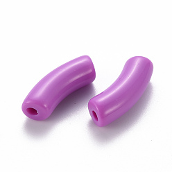 Medium Orchid Opaque Acrylic Beads, Curved Tube, Medium Orchid, 36x13.5x11.5mm, Hole: 4mm, about 133pcs/500g