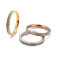 Color mezclado 304 conjunto de anillos de diamantes de imitación de acero inoxidable, anillos de dedo de niño, color mezclado, tamaño de EE. UU. 3 (14 mm), 3 PC / sistema