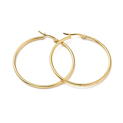 Golden Vacuum Plating 201 Stainless Steel Hoop Earrings with 304 Stainless Steel Pins for Women, Golden, 44x2mm, Pin: 0.6mm