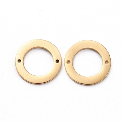 Oro Enchapado al vacío 304 conectores de eslabones de acero inoxidable para la fabricación de joyas, pulido manual, anillo, dorado, 10x1 mm, agujero: 0.6 mm