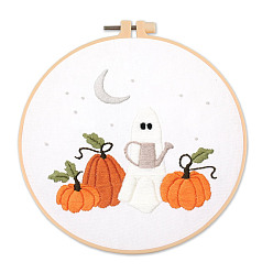 Ghost Наборы для вышивки на тему хэллоуина своими руками, включая набивную хлопчатобумажную ткань, нитки и иглы для вышивания, призрак, 300x300 мм
