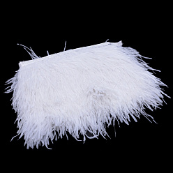 White Fashion Ostrich Feather Cloth Strand Costume Accessories, White, 80~100mm, about 10yards/bag