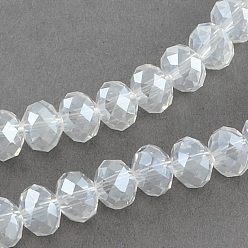 Clear AB Electroplate Glass Bead Strands, AB Color Plated, Faceted Rondelle, Clear AB, 16x12mm, Hole: 2mm, about 48pcs/strand, 23.2 inch