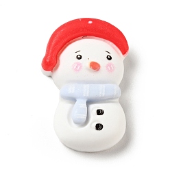 Белый Кабошоны из непрозрачной рождественской смолы, снеговик в красной шапке, белые, 24.5x16x8 мм