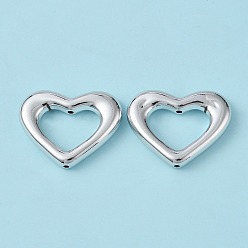 Silver Plated Plating Acrylic Beads, Heart, Silver Plated, 25x32x5.5mm, Hole: 1.6mm