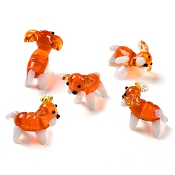 Orange Main décorations pour la maison au chalumeau, 3d ornements de chien pour cadeau, orange, 22~23.5x17~18x18~20mm