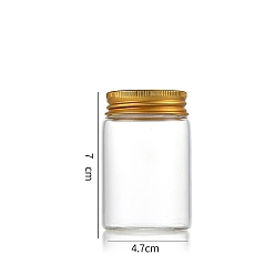 Doré  Tubes de stockage de perles à dessus à vis en verre colonne, bouteilles en verre transparent avec lèvres en aluminium, or, 4.7x7 cm, capacité: 90 ml (3.04 fl. oz)