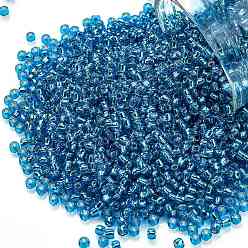 (23C) Dark Aquamarine Silver Lined TOHO Round Seed Beads, Japanese Seed Beads, (23C) Dark Aquamarine Silver Lined, 11/0, 2.2mm, Hole: 0.8mm, about 5555pcs/50g