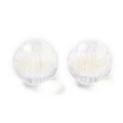 Coloré Perles acryliques transparentes, avec des paillettes, facette, ronde, colorées, 8mm, Trou: 1.7mm, environ1670 pcs / 500 g