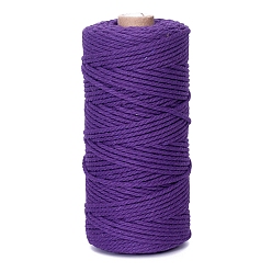 Indigo 100M Round Cotton Braided Cord, for DIY Handmade Tassel Embroidery Craft, Indigo, 3mm, about 109.36 Yards(100m)/Roll