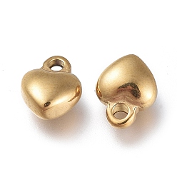 Oro 304 encantos de acero inoxidable, corazón, dorado, 7x9x4 mm, agujero: 1.6 mm