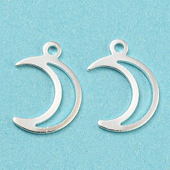 925 Sterling Silver Plated Eco-friendly Brass Pendants, Cadmium Free & Lead Free, Moon Charm, 925 Sterling Silver Plated, 16x11x1mm, Hole: 1.2mm