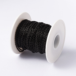 Electrophoresis Black 304 Stainless Steel Cable Chains, Welded, with Spool, Oval, Electrophoresis Black, 3x2x0.6mm, about 65.61 Feet(20m)/roll