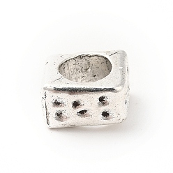 Античное Серебро Европейские сплавочные бусины тибетского стиля , бусины с большим отверстием, квадратный, античное серебро, 9x5x7.5 мм, отверстие : 5.3 мм, Около 427 шт / 500 г