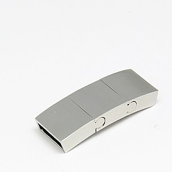 Stainless Steel Color 304 Stainless Steel Magnetic Clasps with Glue-in Ends, Rectangle, 40x15x6mm, Hole: 4x13mm