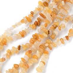 Yellow Aventurine Natural Yellow Aventurine Beads Strands, Chip, 1.5~4.5x3~13x2.5~8mm, Hole: 0.6mm, 30.94~31.97 inch(78.6~81.2cm)