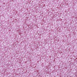 (RR3508) Lustre rosa pálido transparente Cuentas de rocailles redondas miyuki, granos de la semilla japonés, (rr 3508) brillo rosa pálido transparente, 11/0, 2x1.3 mm, agujero: 0.8 mm, sobre 1100 unidades / botella, 10 g / botella