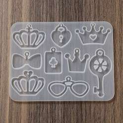 Crown Crown Glasses Lock Pendant DIY Silicone Molds, Resin Casting Molds, for UV Resin, Epoxy Resin Craft Making, 97x123x5mm, Hole: 2mm, Inner Diameter: 20~48x20~58mm
