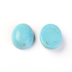 Deep Sky Blue Natural Magnesite Cabochons, Dyed, Oval, Deep Sky Blue, 10x8x4mm
