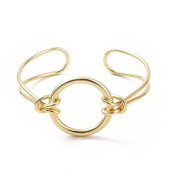 Золотой Браслет-манжета с круглым кольцом из латуни, проволочные украшения для женщин, золотые, внутренний диаметр: 2-1/2 дюйм (6.35 см)