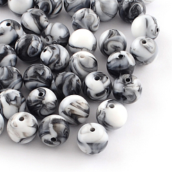 Noir Perles acryliques opaques, ronde, noir, 10mm, trou: 2 mm, environ 950 pcs / 500 g