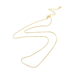 Real 18K Gold Plated 925 Sterling Silver Chain Necklace, Box Chains, with S925 Stamp, Long-Lasting Plated, Real 18K Gold Plated, 16.26 inch(41.3cm)