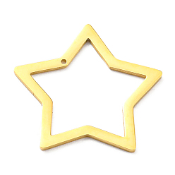 Real 14K Gold Plated 304 Stainless Steel Pendants, Hollow, Star Charm, Real 14K Gold Plated, 21x22x1mm, Hole: 0.8mm