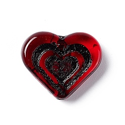 Rojo Oscuro Cuentas de cristal checo, corazón, de color rojo oscuro, 13.5x16.5x4.5 mm, agujero: 1 mm
