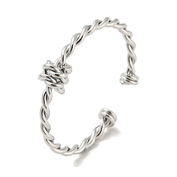 Platinum Brass Twist Knot Open Cuff Rings, Platinum, US Size 8(18.1mm)